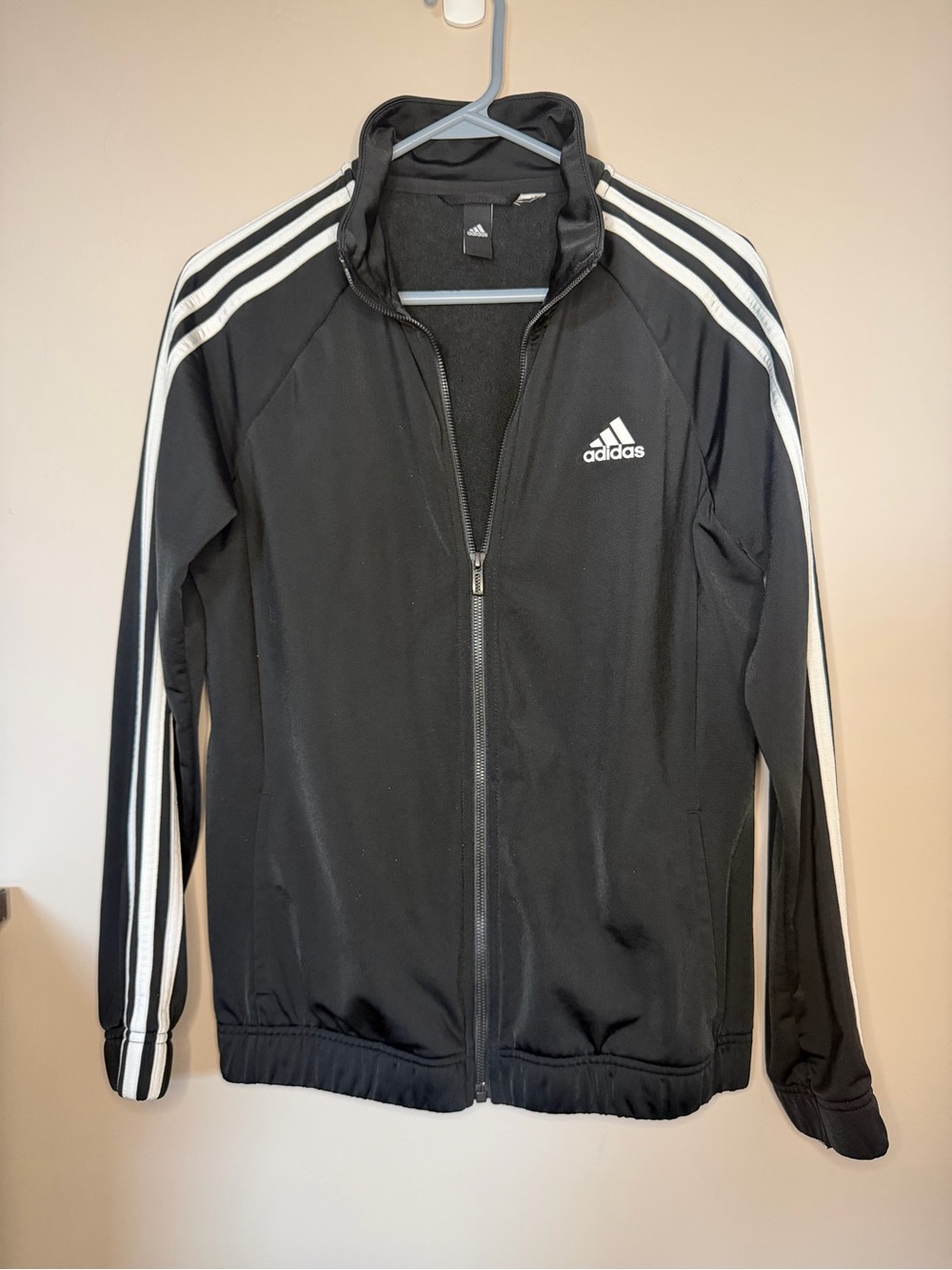 adidas Black Track Jacket with White Stripes